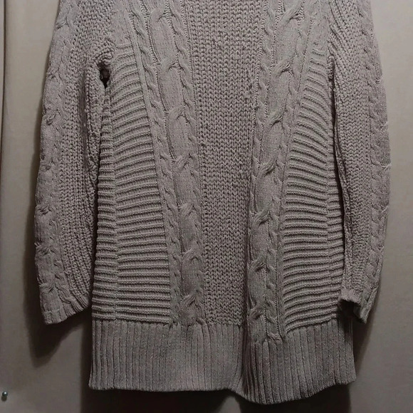 Womens S Liz Claiborne Heavy Knit Open Cardigan Neutral Cream Lagging Long Line - Picture 6 of 7